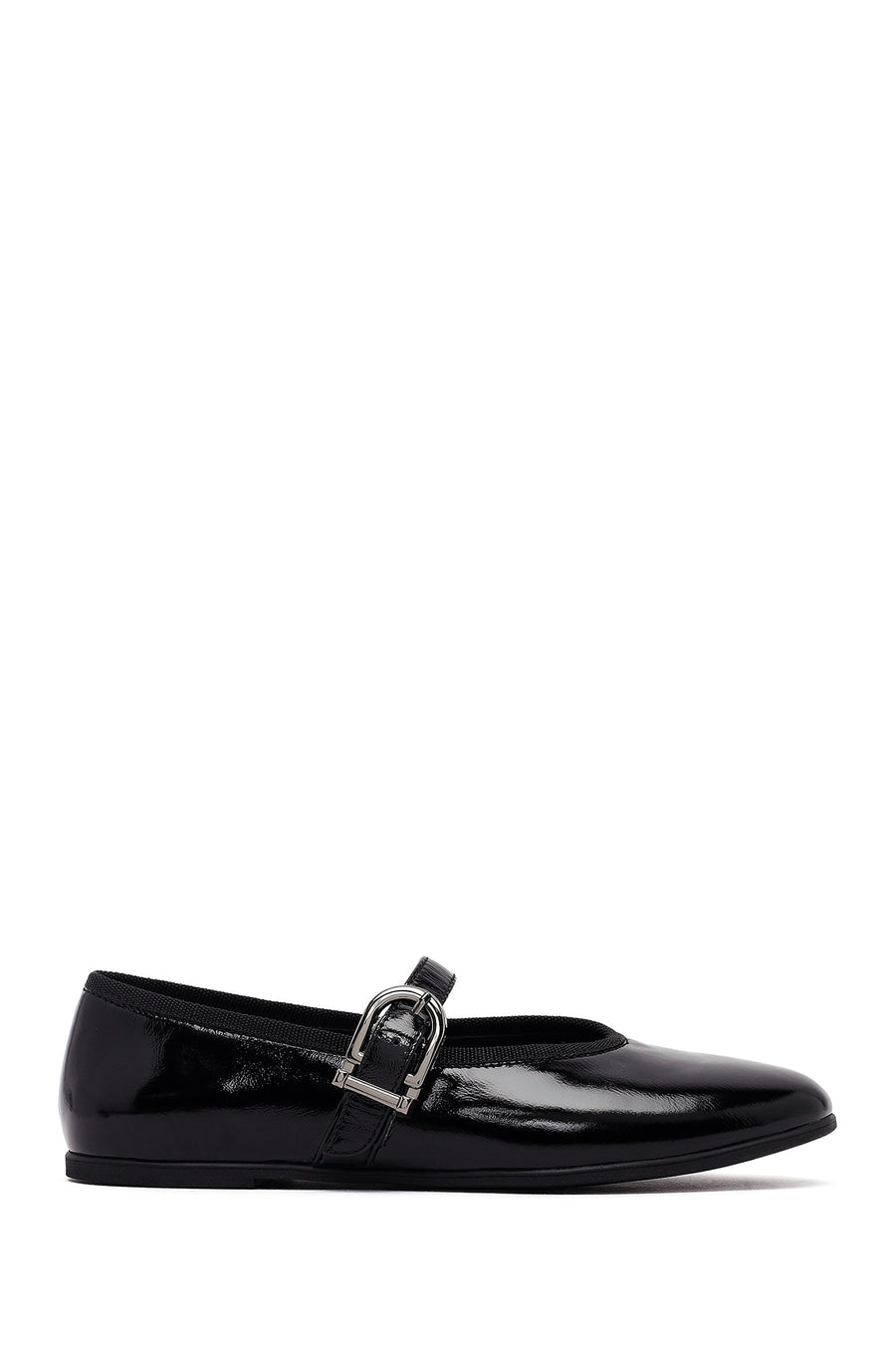 Woman Black Buckled Patent Leather Leather Babet 25AFD201516 | Derimod