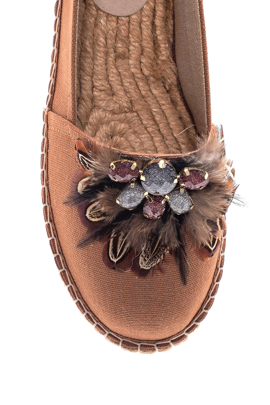 Women's Tan Stone Straw Sole Espadrille