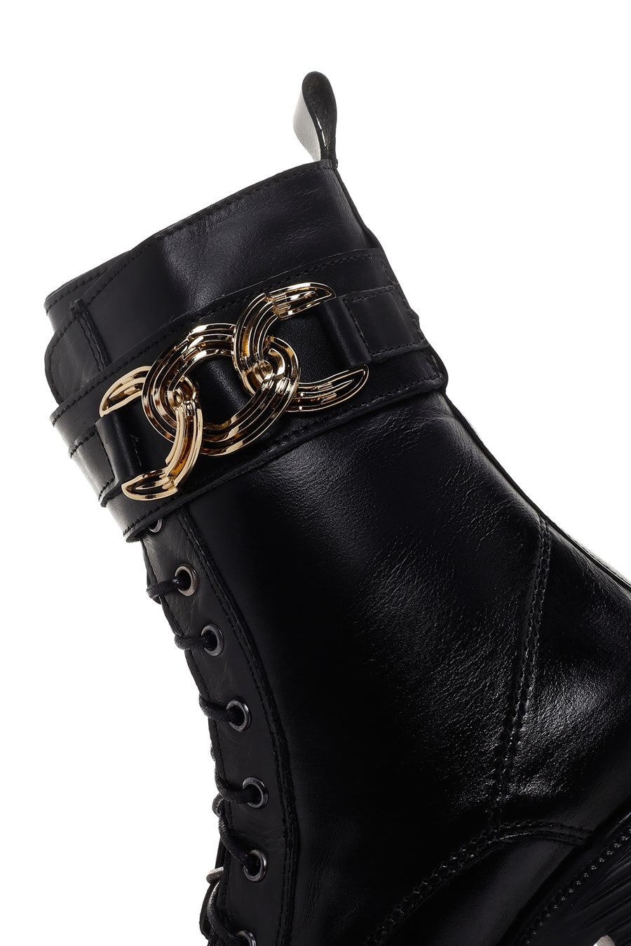 Women's Black Zipper Heeled Leather Boots