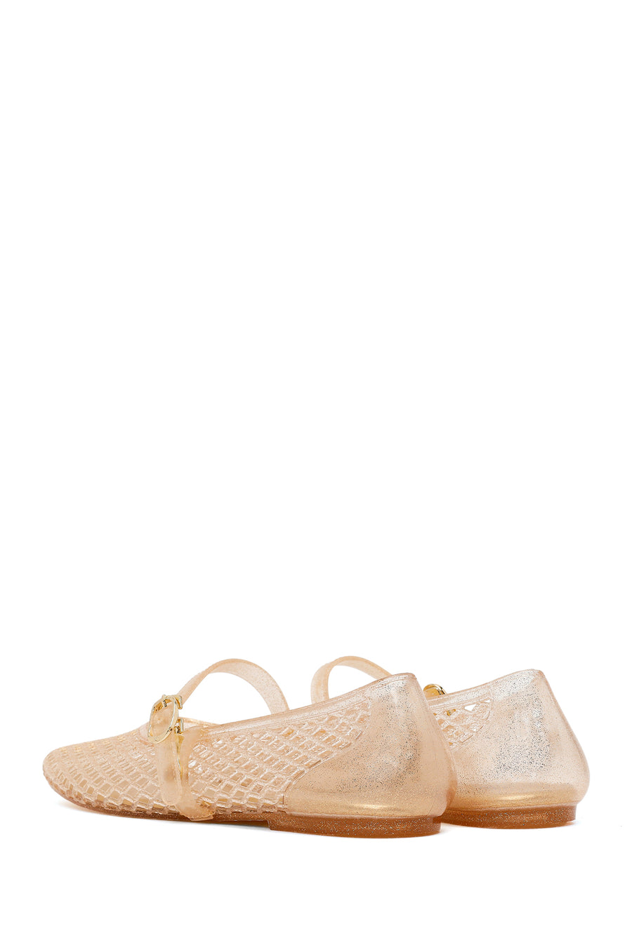 Women's Jelly Ballet Flats with Gold Buckle