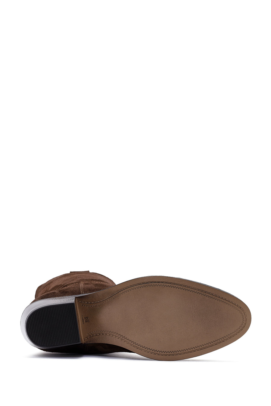 Women's Brown Chunky Heel Suede Leather Cowboy Boots