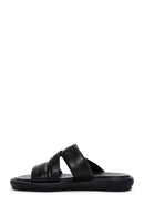 Women's Black Leather Comfort Slippers | Derimod