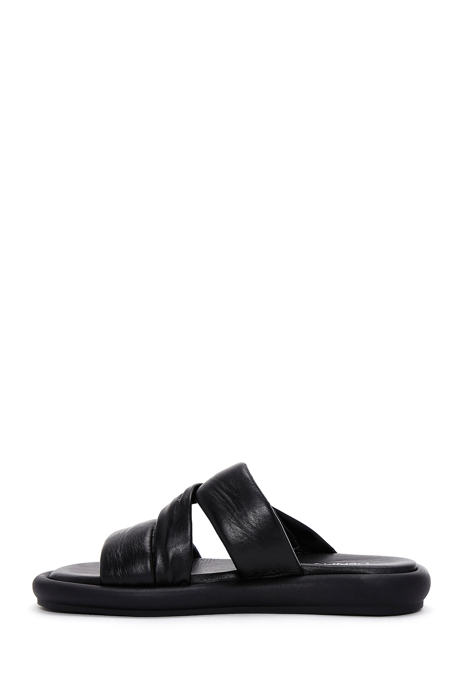 Women's Black Leather Comfort Slippers