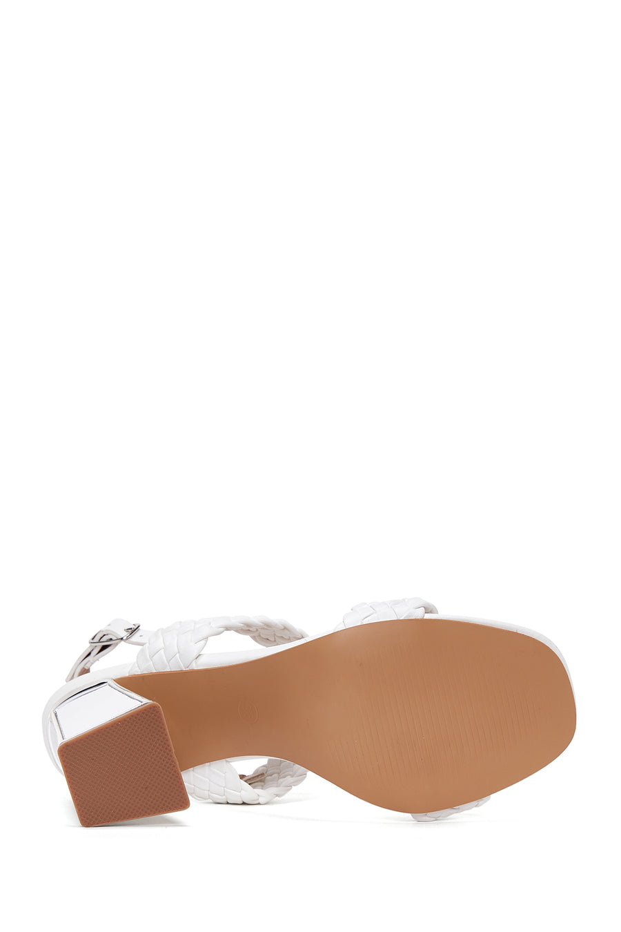 Women's White Thick Heeled Sandals