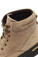 Men's Beige Lace-Up Thick-Soled Nubuck Leather Boots | Derimod