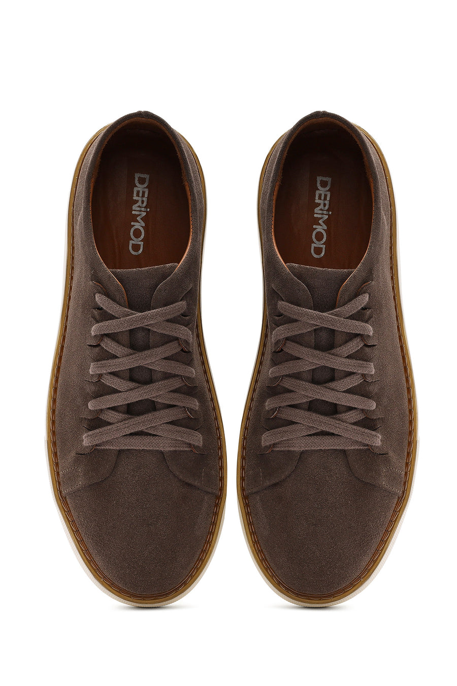 Men's Mink Lace-Up Thick Soled Suede Leather Sneaker