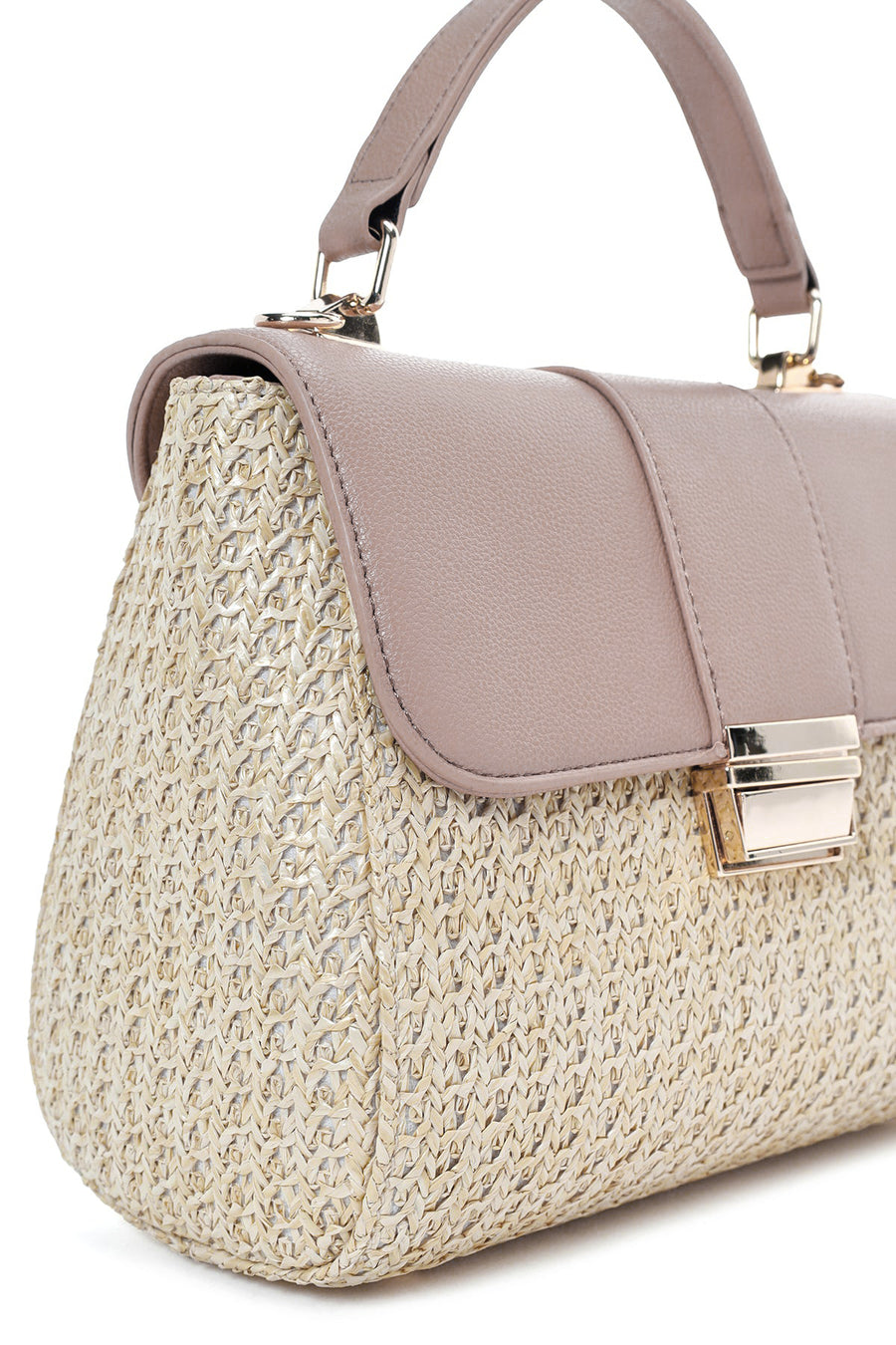 Woman Cream Long Strap Straw Underarm Bag