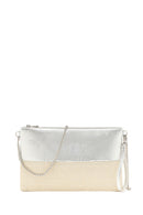 Woman Beige Long Chain Strap Wicker Clutch Bag | Derimod