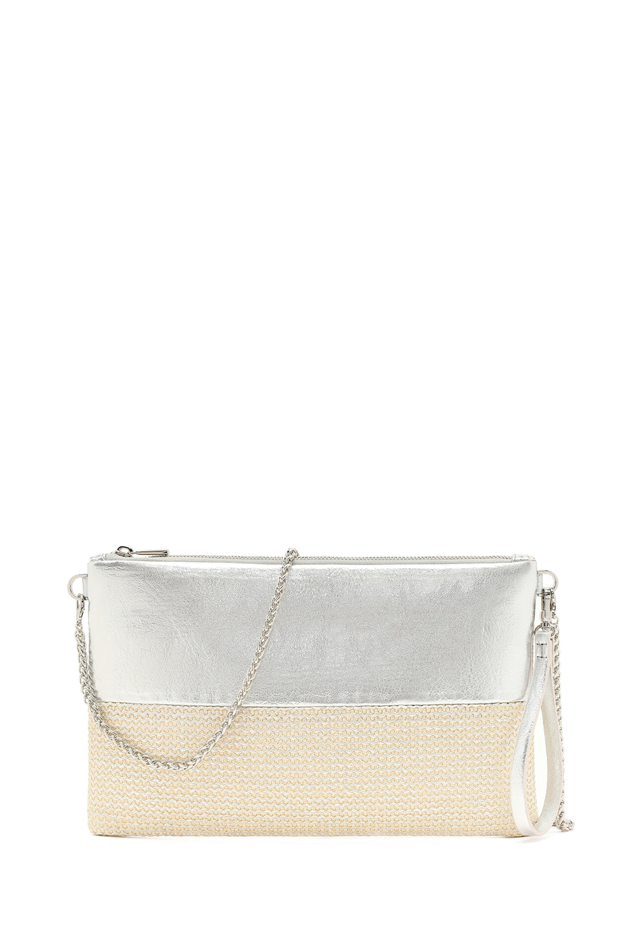 Woman Beige Long Chain Strap Wicker Clutch Bag 26SBD221614 | Derimod