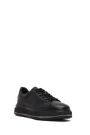 Male Black Lace-Up Thick-Soled Leather Sneaker | Derimod