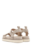 Women's Beige Chunky Suede Leather Sandals | Derimod