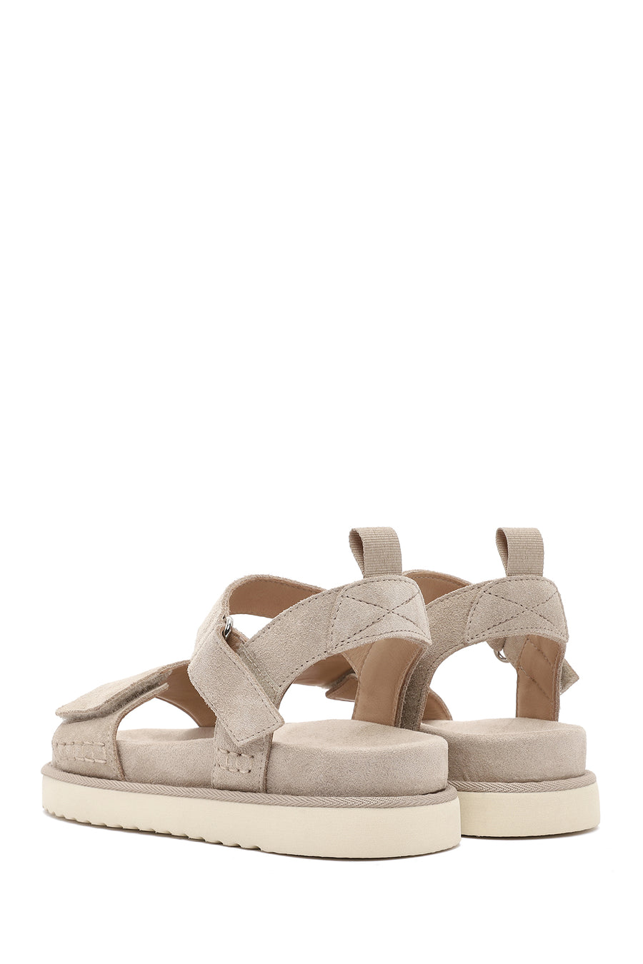 Women's Beige Chunky Suede Leather Sandals