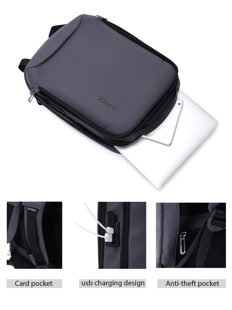 D-Pack Unisex Gray Technological Fabric Hardcase Backpack