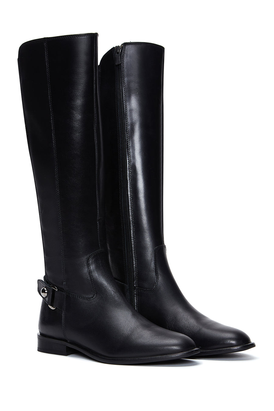 Women's Black Zipper Buckle Detail Boots