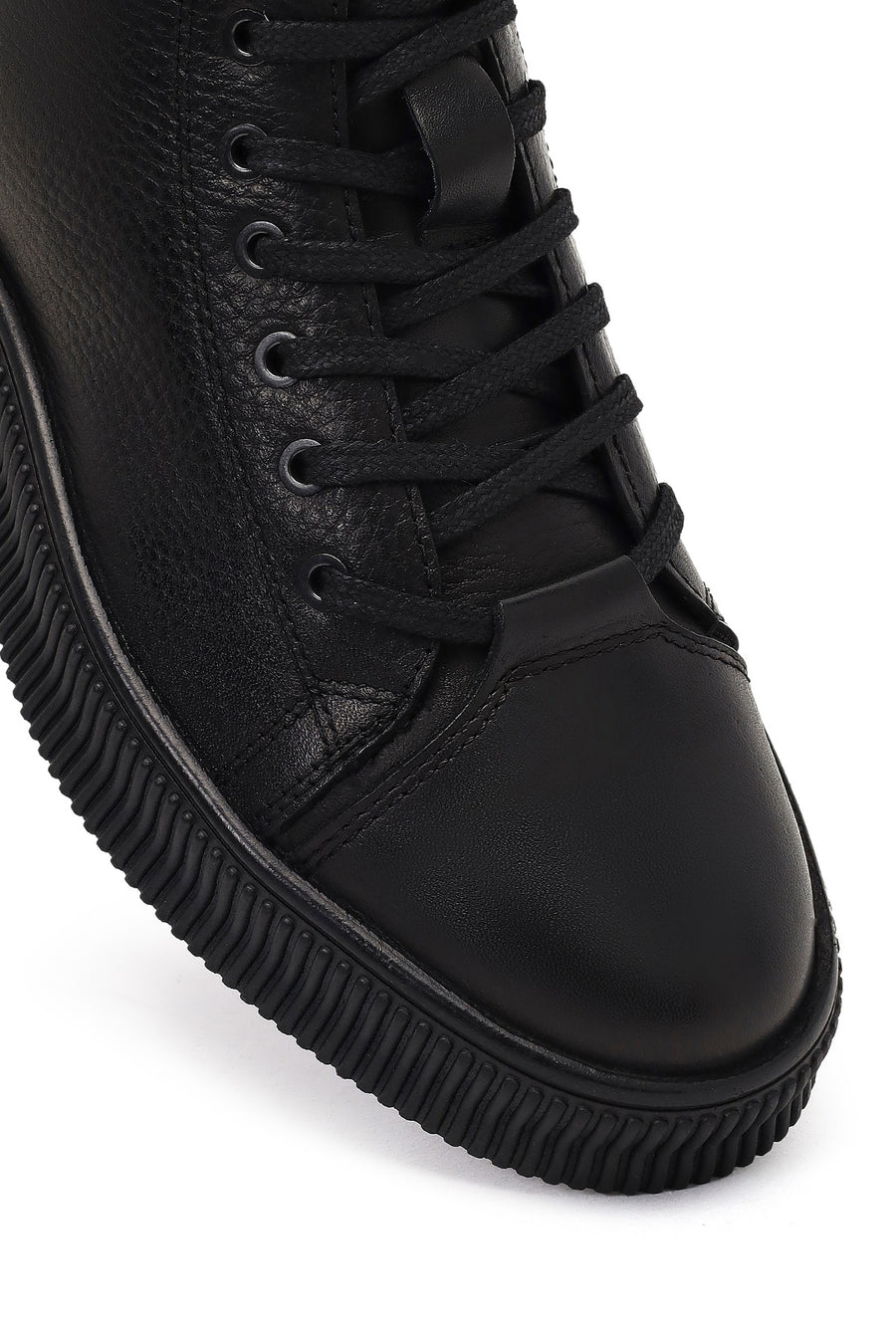 Male Black Lace-Up Zip Closure Leather Sport Boots
