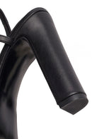Women's Black Ankle Buckle Platform High Thick Heel Leather Sandals | Derimod