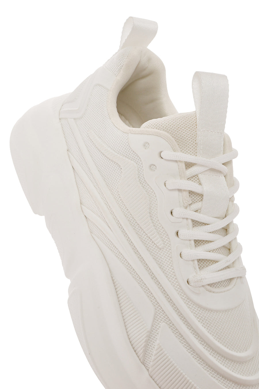 Kadın Beyaz Bağcıklı Kalın Tabanlı Sneaker