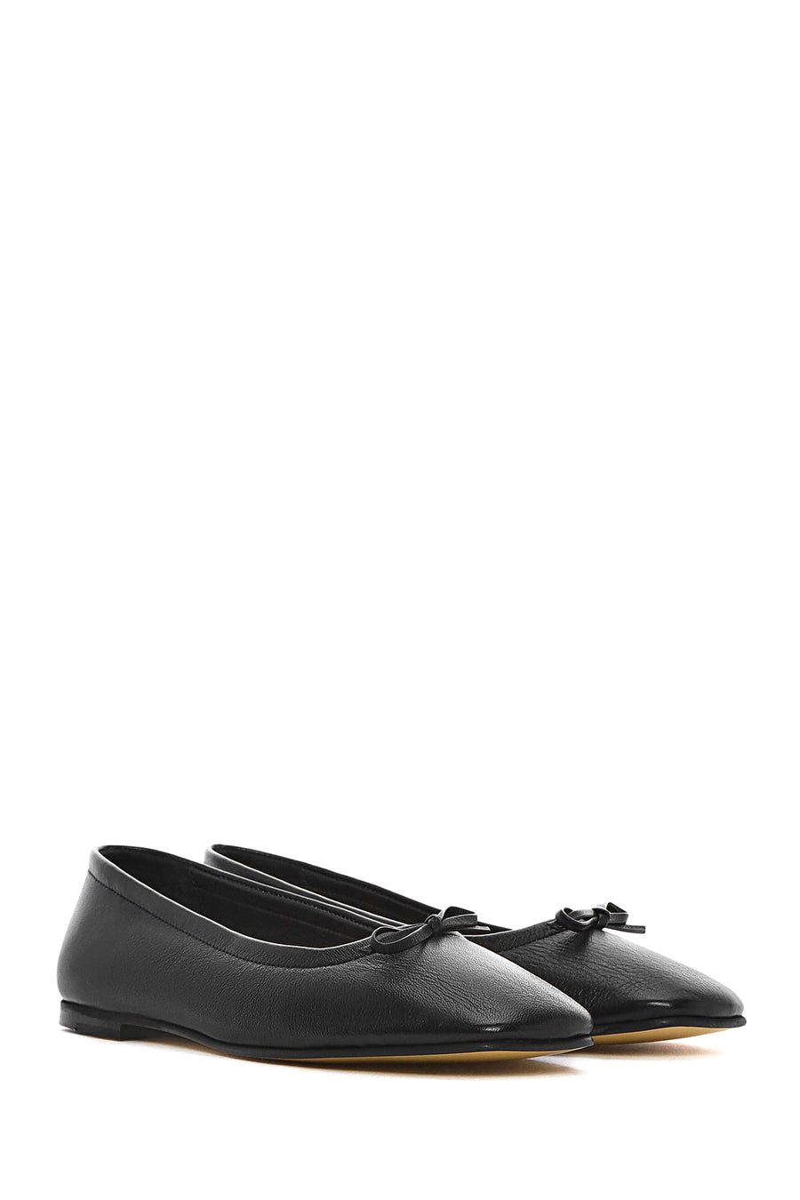Derimod Flex Women's Black Bowknot Leather Ballerinas