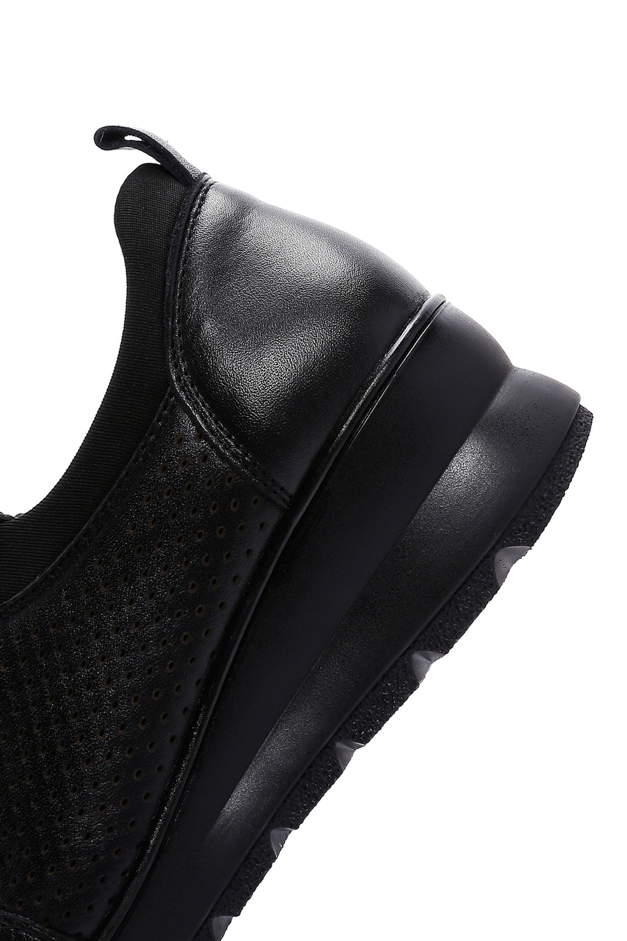 Women's Black Leather Wedge Heeled Comfort Shoes