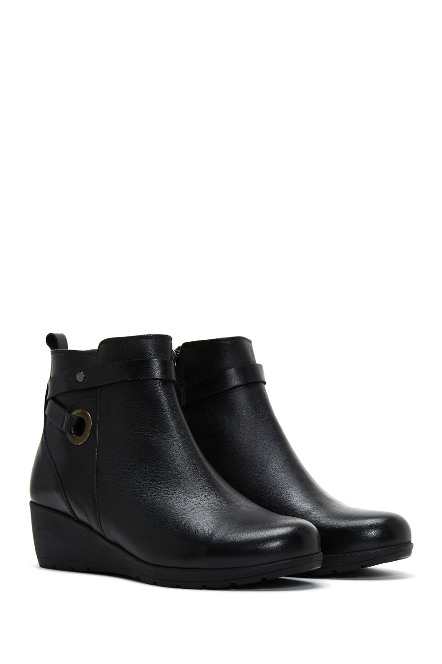 Women's Leather Wedge Heel Boots