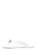 Women's White Stone Flip Flops | Derimod