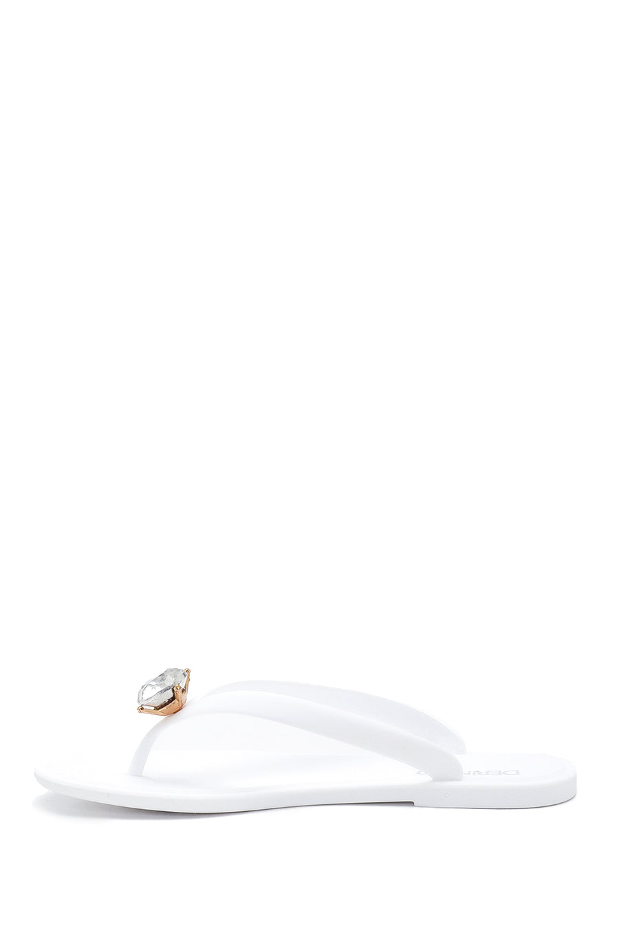 Women's White Stone Flip Flops