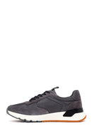 Male Gray Lace-Up Thick-Soled Leather Sneaker | Derimod
