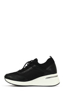 Women's Black Lace-Up Wedge Heel Sneakers | Derimod