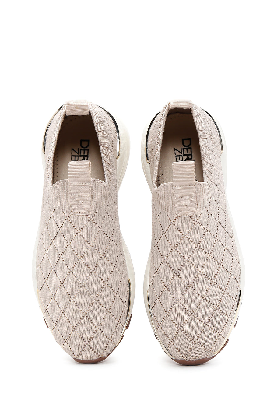 Derimod Zero Women's Beige Patterned Thick Soled Sneakers