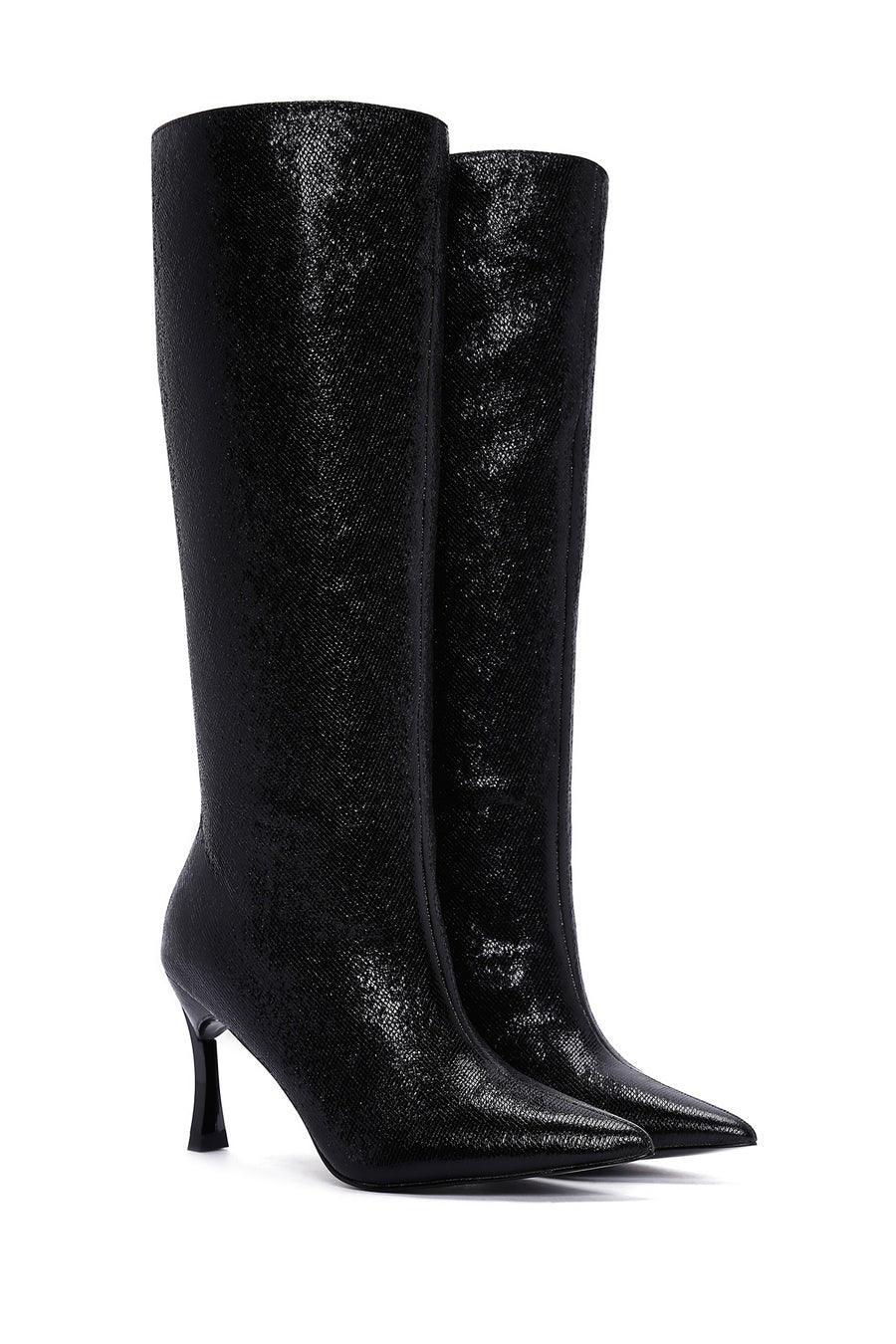 Women's Black Thin Heeled Boots