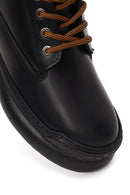 Harley Davidson Woman Black Kitrich Lace-Up Thick-Soled Leather Combat Boots | Derimod