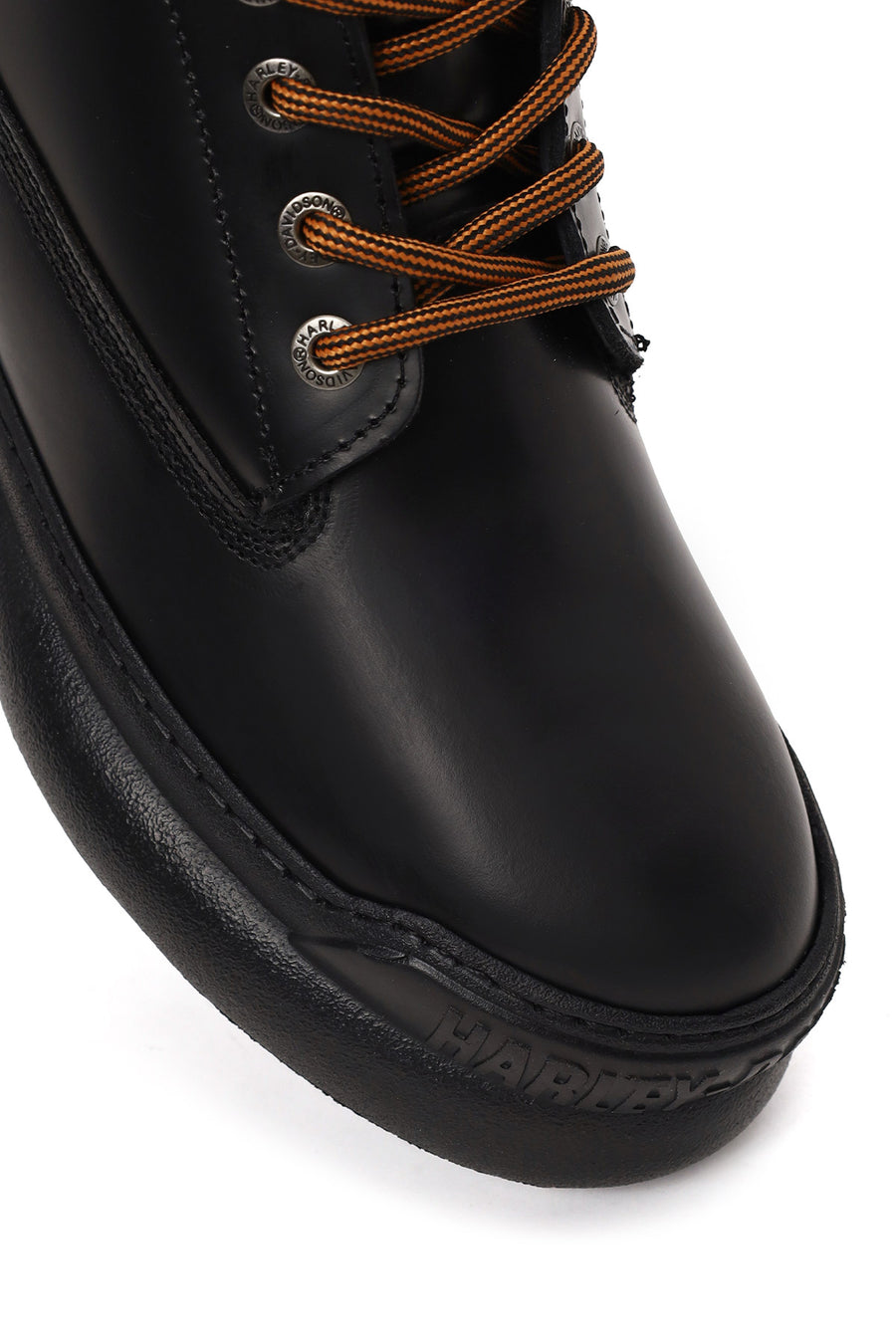 Harley Davidson Woman Black Kitrich Lace-Up Thick-Soled Leather Combat Boots