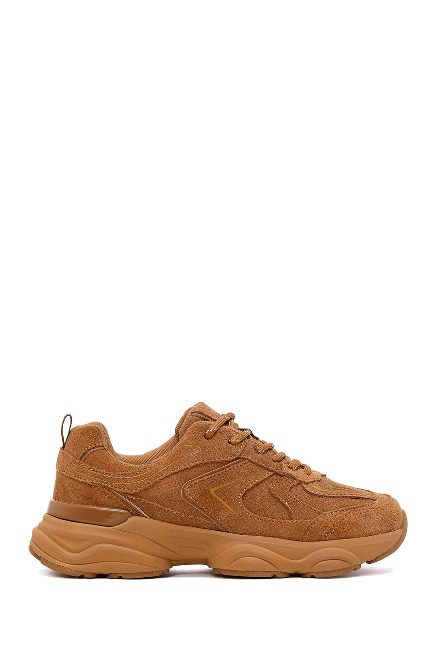 Kadın Vizon Bağcıklı Kalın Tabanlı Süet Deri Sneaker AF520013DS | Derimod