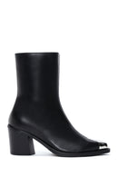 Women's Black Leather Heeled Classic Boots | Derimod