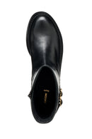 Geox Woman Black D Serılda B - Smo.Lea Zippered Buckled Leather Boot | Derimod