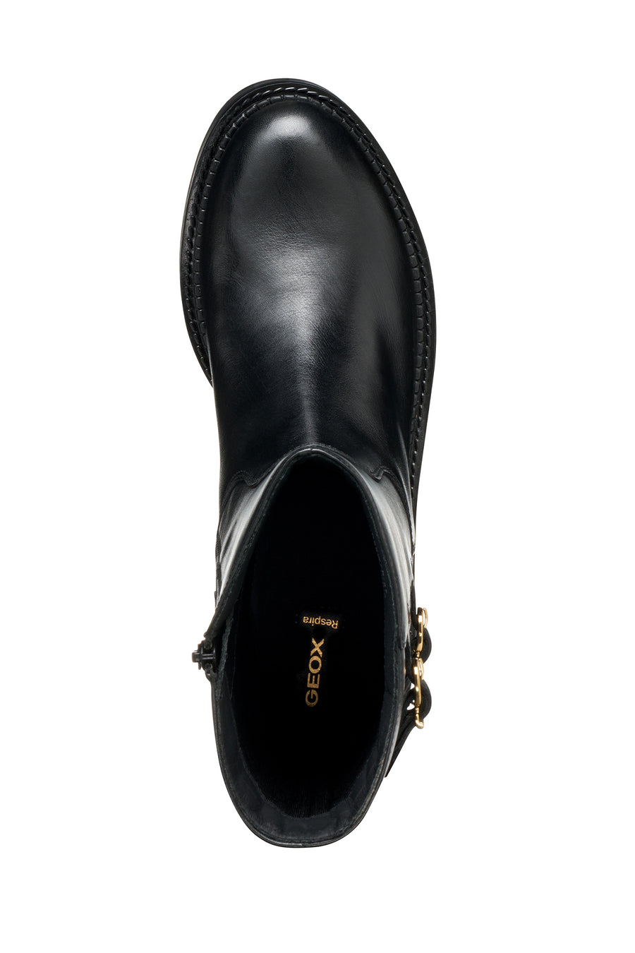 Geox Woman Black D Serılda B - Smo.Lea Zippered Buckled Leather Boot