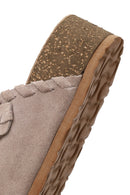 Woman Beige Double-Buckle Thick-Soled Suede Slipper | Derimod