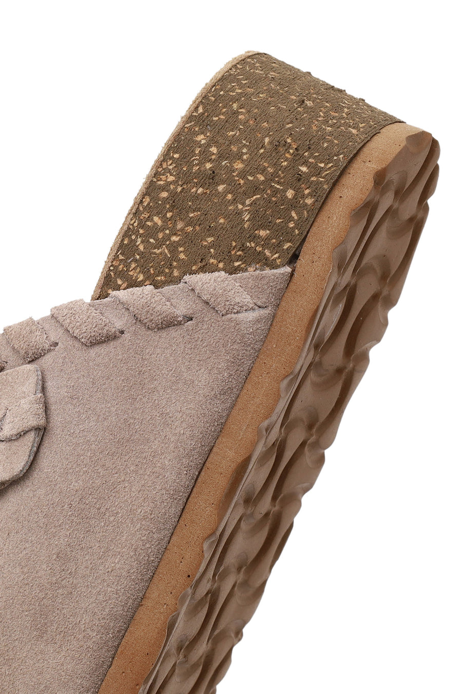 Woman Beige Double-Buckle Thick-Soled Suede Slipper