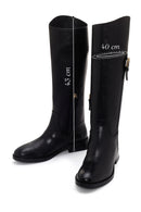 Geox Women's Black Tormalina Zippered Leather Heeled Boots | Derimod