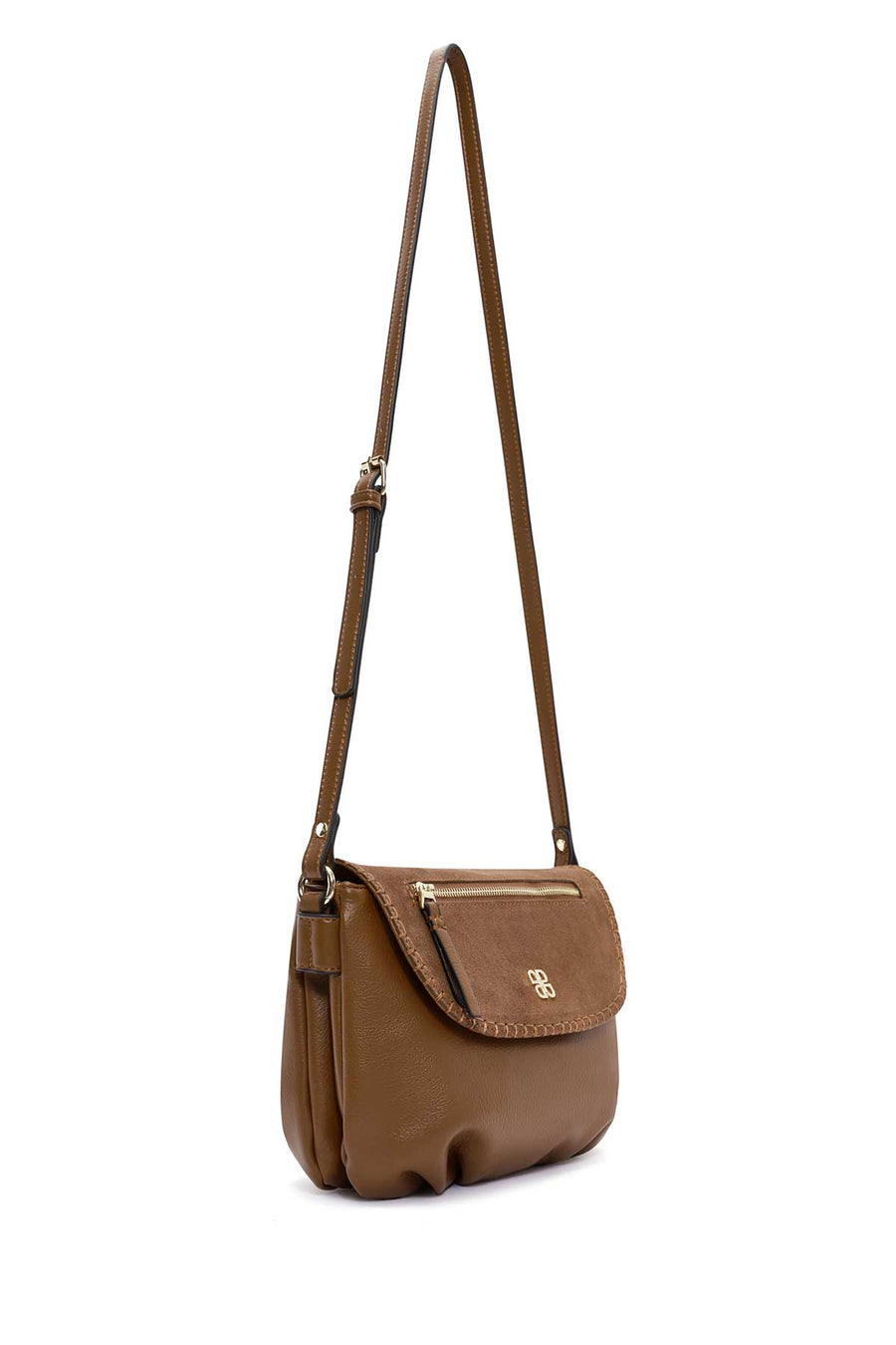 Women's Tan Long Strap Crossbody Bag