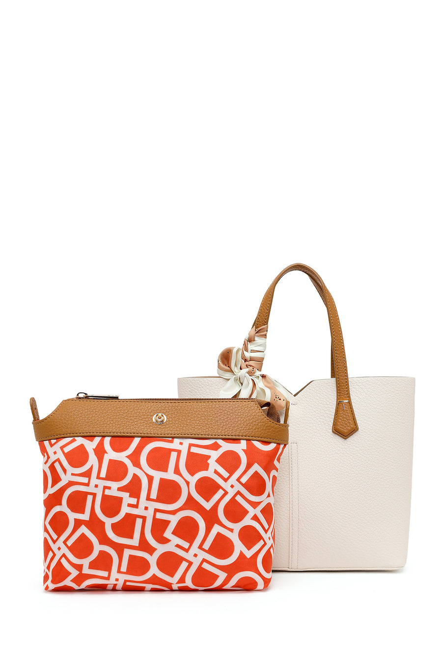 Woman Cream Long-Strap Shoulder Bag