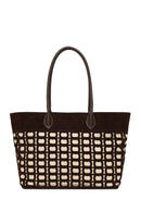 Woman Brown Patterned Suede Shoulder Bag | Derimod