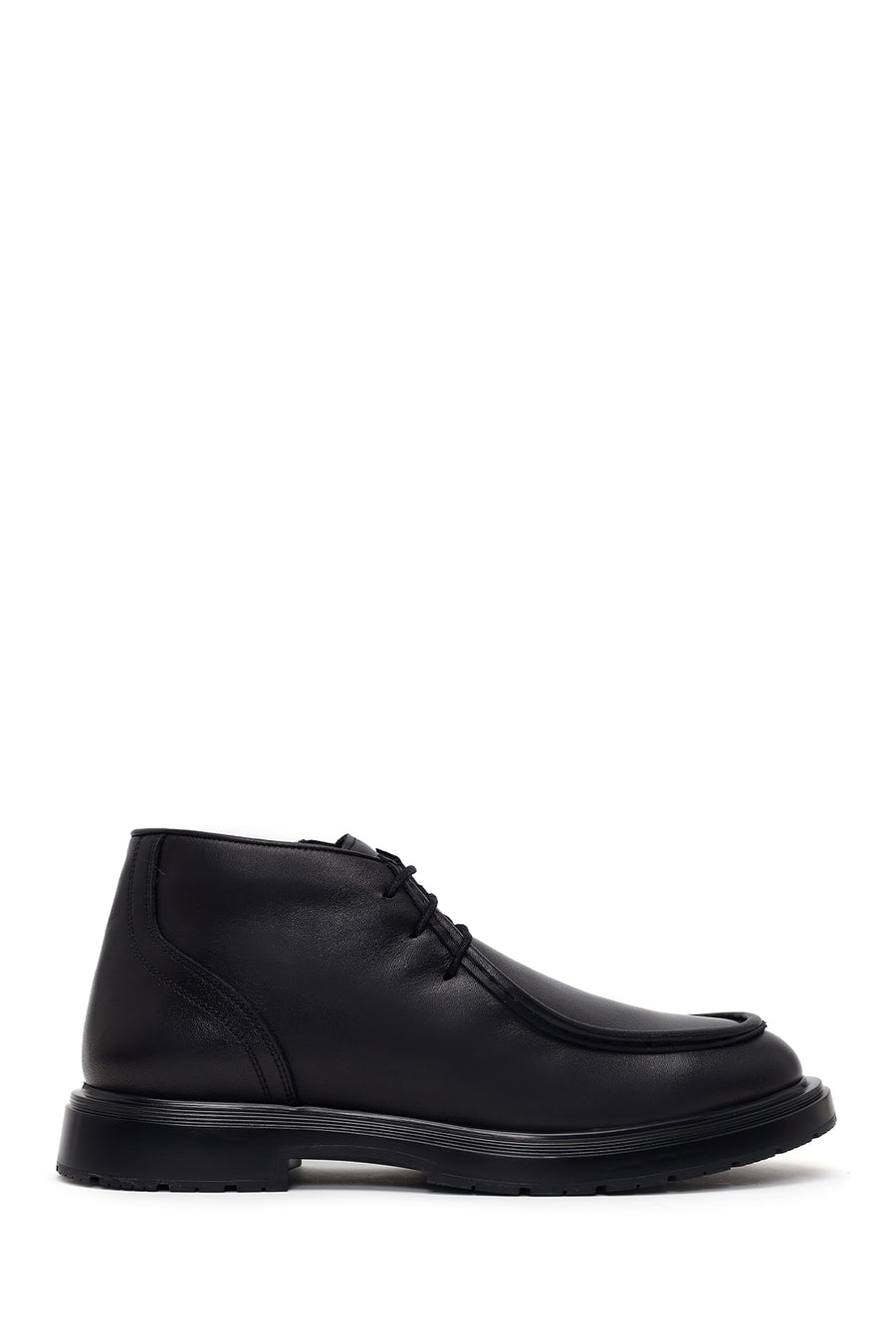 Male Black Lace-up Zip Closure Leather Casual Boots WM770005DV | Derimod