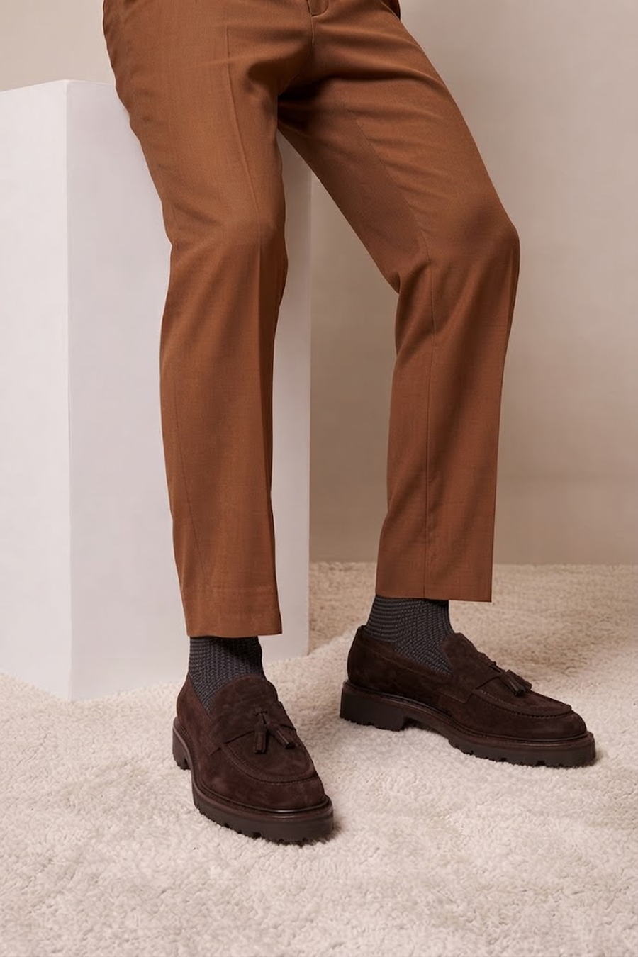 Male Brown Tasselled Suede Loafer