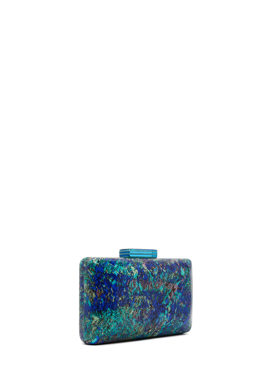 Women's Green Long Chain Strap Patterned Mini Clutch Evening Bag