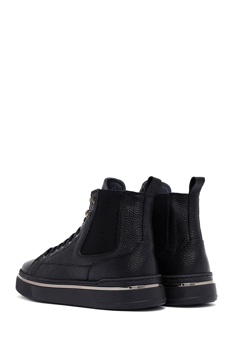 Men's Black Lace-Up Leather Sports Boots