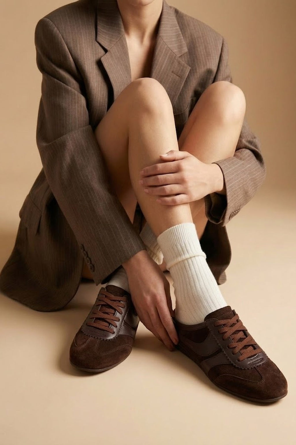Kadın Kahverengi Mule Arkası Açık Süet Deri Sneaker