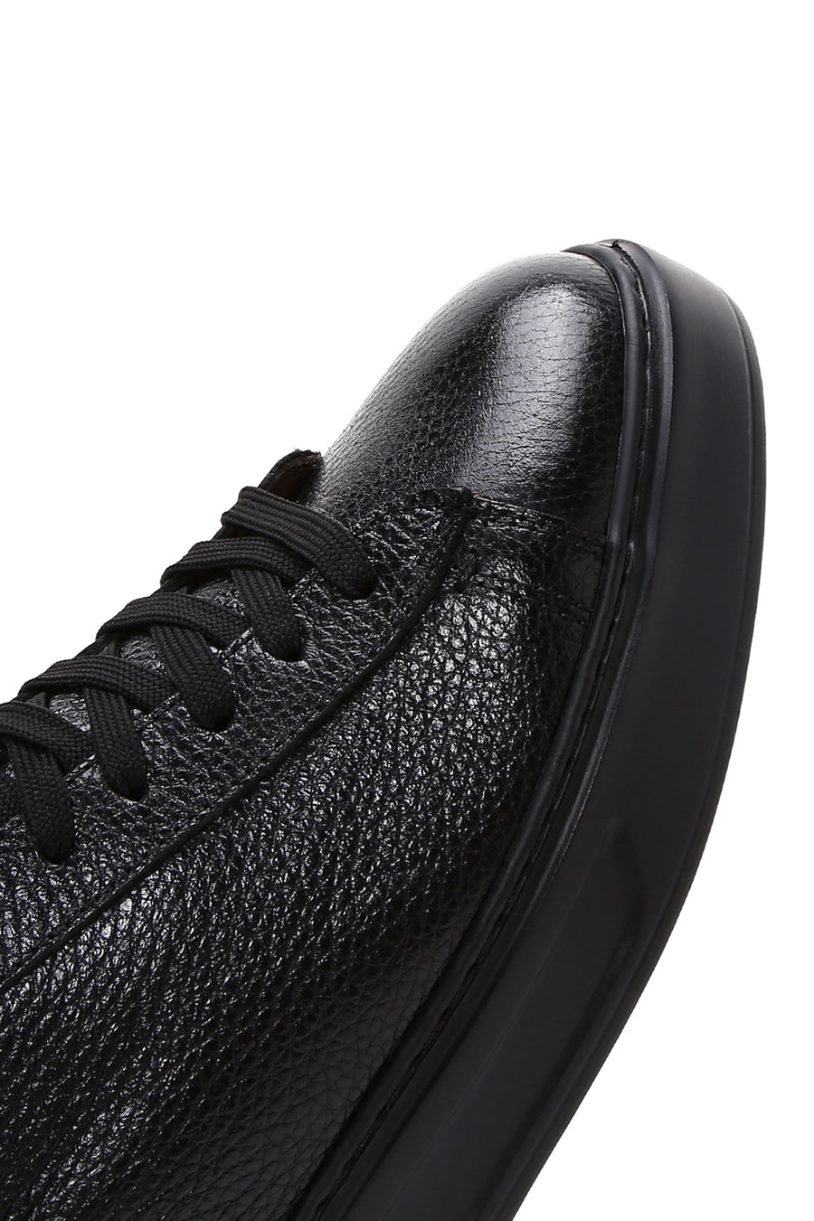 Erkek Siyah Bağcıklı Deri Sneaker