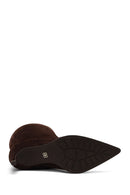 Woman Brown Thin-Heeled Suede Boots | Derimod