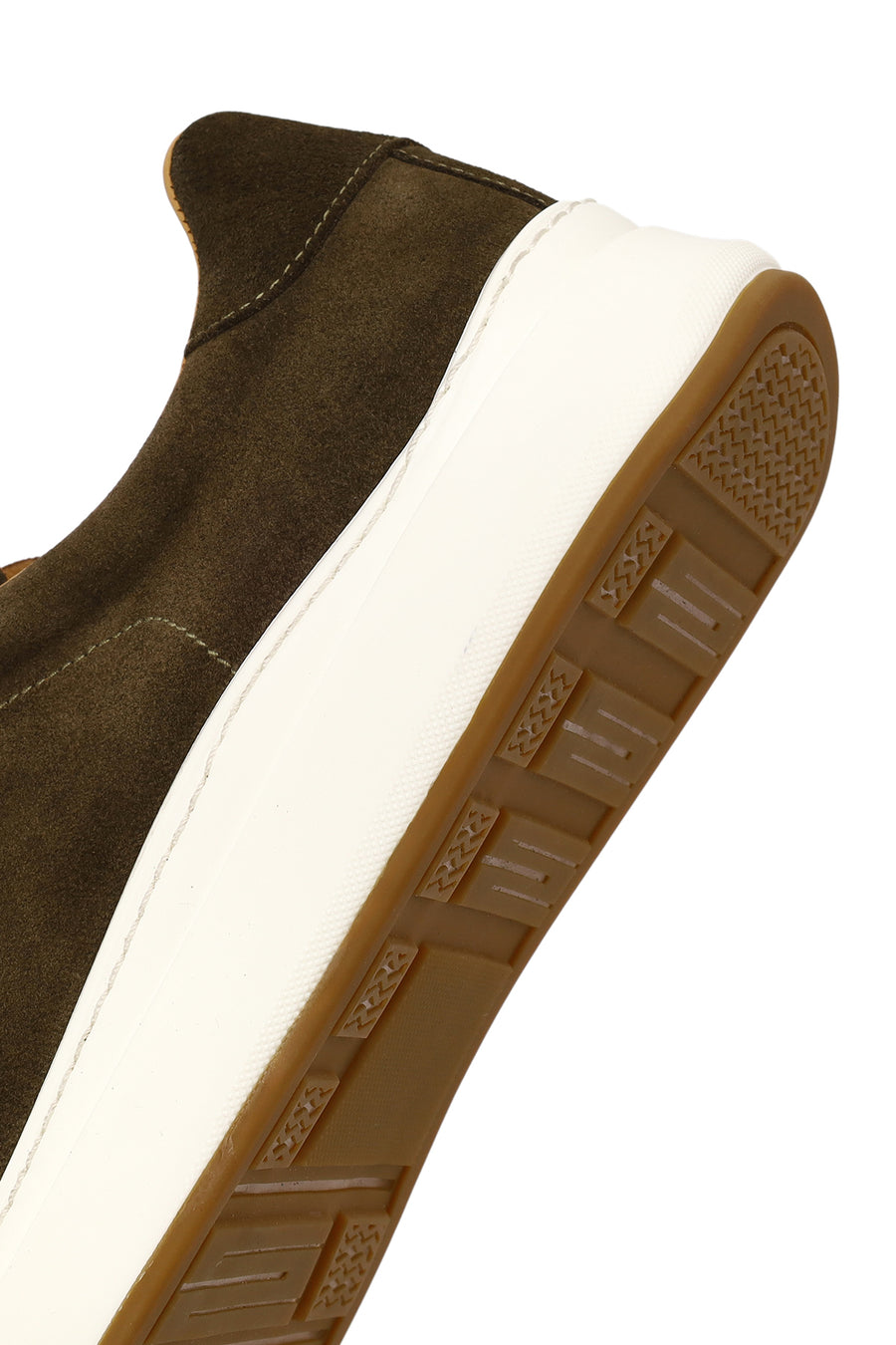 Erkek Haki Bağcıklı Kalın Tabanlı Süet Deri Sneaker